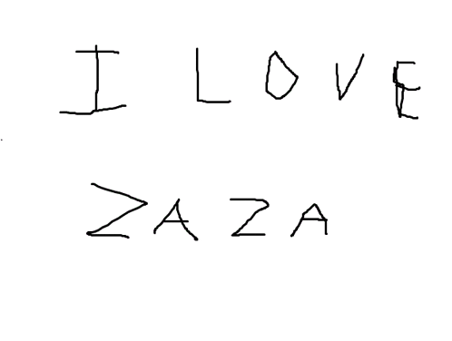 a drawing that says i love zaza on it