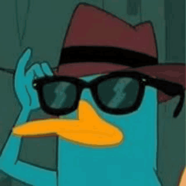 perry the platypus is wearing a hat and glasses .