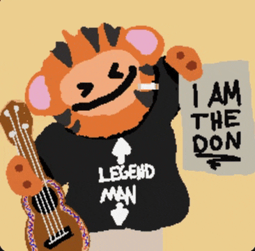 a cartoon of a monkey holding a guitar and a sign that says i am the don