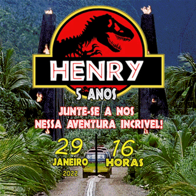 a poster for henry 's 5th birthday in janeiro