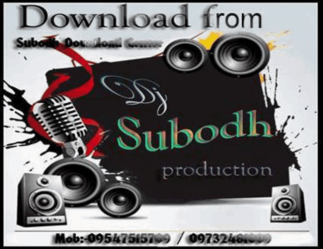 a poster with a microphone , speakers , and a sign that says `` download from subodh production '' .