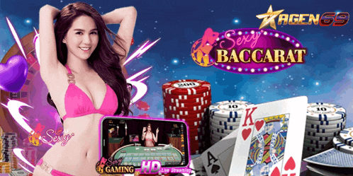 a woman in a pink bikini is playing a game called sexy baccarat