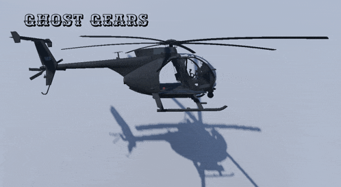 a helicopter with the words ghost gears on the bottom