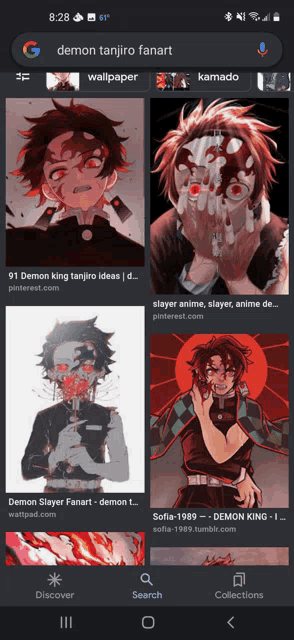 a screenshot of a demon tanjiro fanart search