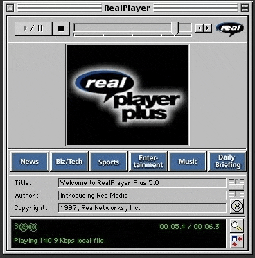 a screenshot of a realplayer plus app