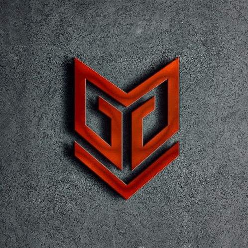 a red logo on a gray background that says gp