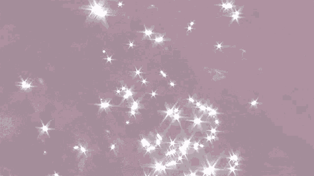 a bunch of white stars are flying in the air on a purple background .