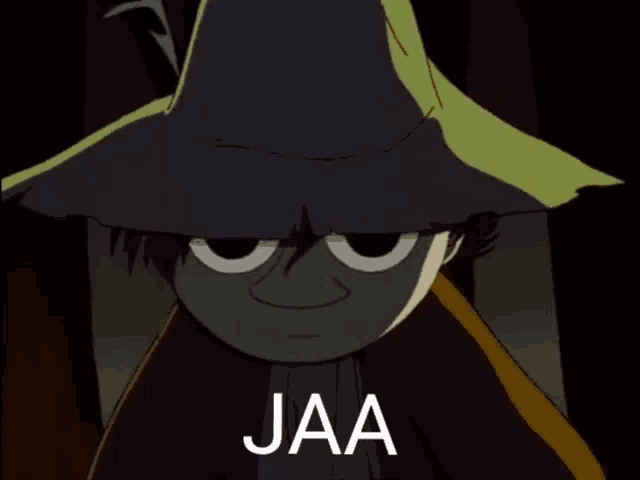 a cartoon character with the word jaa on the bottom right