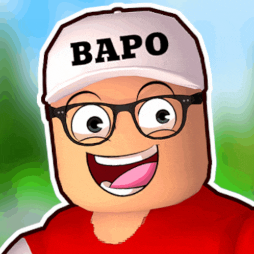 a cartoon character wearing a hat that says bapo