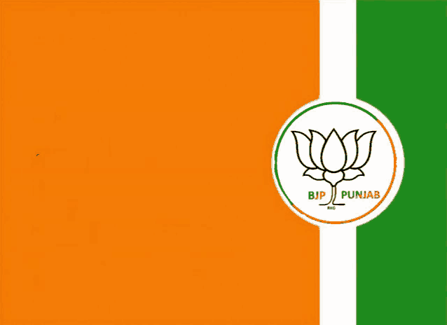 an orange white and green flag with a bjp punjab logo on it