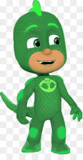 a cartoon character in a green superhero costume .