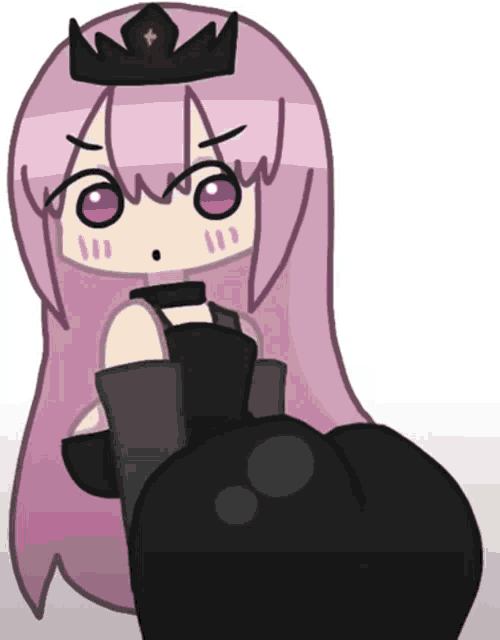 a drawing of a girl with pink hair wearing a crown