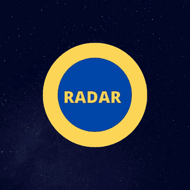 a blue and yellow circle with radar written inside