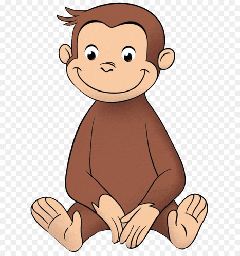 a cartoon monkey is sitting down and smiling on a transparent background