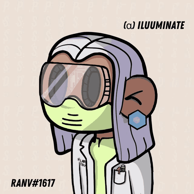 a cartoon of a monkey wearing goggles and a lab coat with the number ranv # 1617 on the bottom