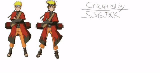 a drawing of naruto with the words created by s.s.g.j.x.k below it