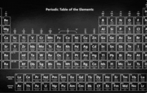 the periodic table of the elements is shown on a blackboard