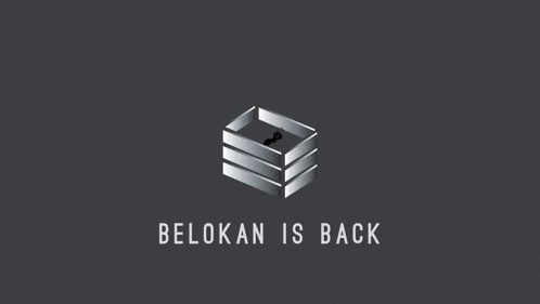 a sign that says " belokan is back " with a silver box