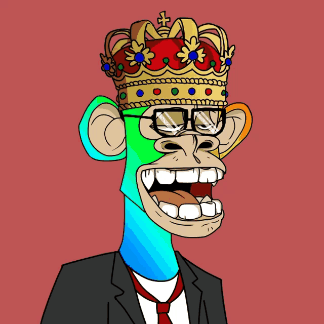 a cartoon of a monkey wearing a suit and tie with a crown on his head