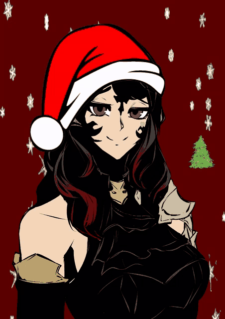 a cartoon of a woman wearing a santa hat