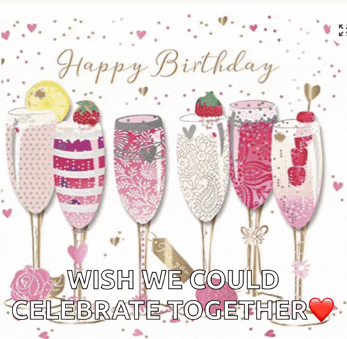 a birthday card with champagne glasses on it