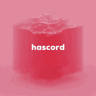 a pink cube with the word hascord written on it