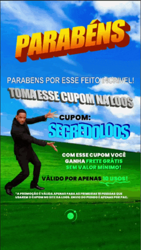 a man is dancing on a poster that says parabens por esse feito incrivel