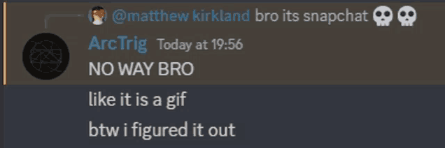 a screenshot of a conversation between matthew kirkland and arc trig