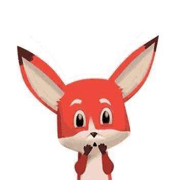 a cartoon fox is looking at the camera with its hands folded .