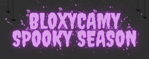 purple text that says bloxycamy spooky season on a purple background