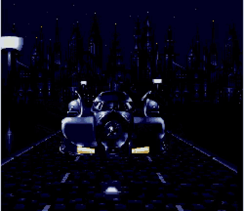 a pixelated image of a car in a dark room