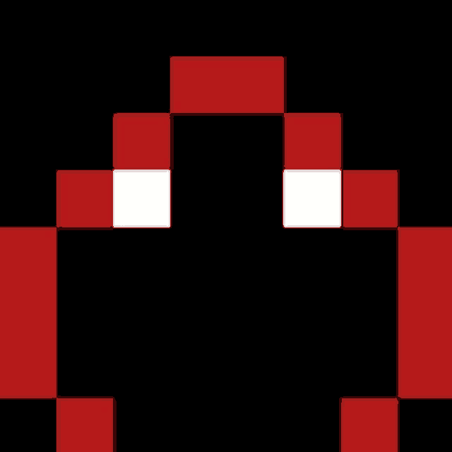 a black background with red and white squares in the shape of a cross .