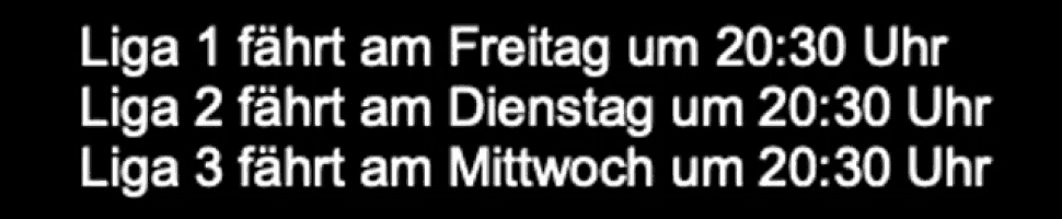 a black background with the words liga 1 fahrt am freitag um 20:30 uhr