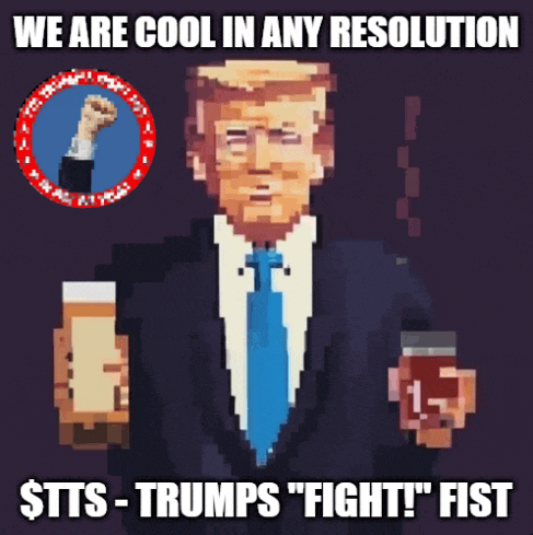 a pixel art of donald trump holding a glass of beer and a fist