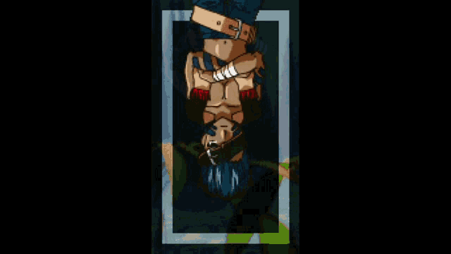 a cartoon drawing of a man laying upside down with his mouth open