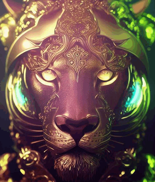 a close up of a statue of a lion 's face