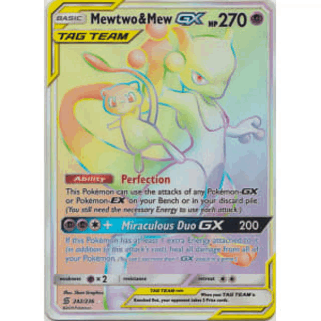 a pokemon card that says mewtwo & mew gx hp 270