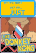 a picture of donkey kong wearing a tie with the words " oh it 's most def on just like donkey kong " on it