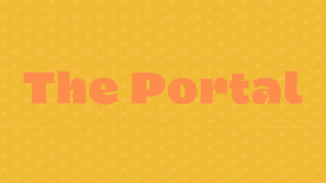 a yellow background with the word the portal in red