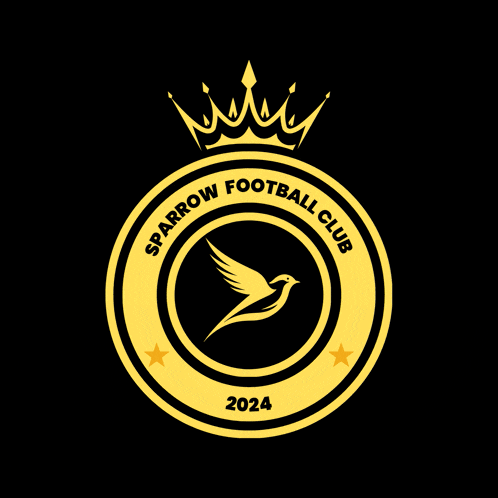 a logo for sparrow football club with a crown on top