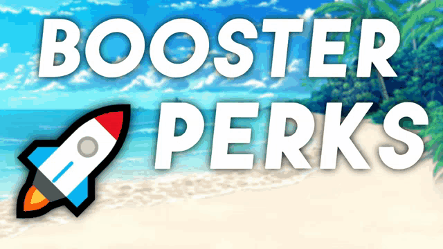 an advertisement for booster perks with a rocket in the background