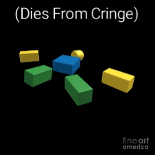 a bunch of colorful blocks on a black background with the words " dies from cringe "