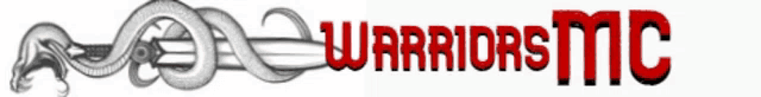 a logo for warriors inc shows a snake and the word warriors in red