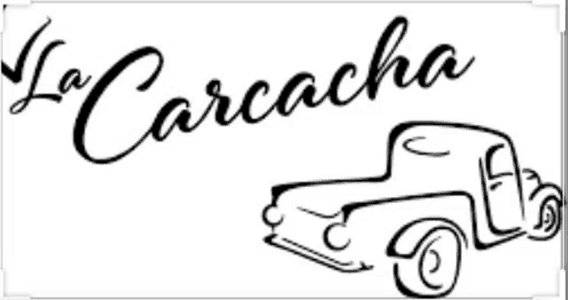 a black and white drawing of a truck with the words la carcacha written on it .