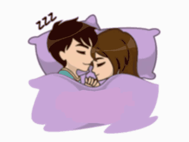 a cartoon of a man and woman sleeping together