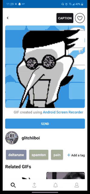 a gif created using android screen recorder is being sent