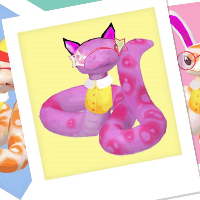 a picture of a pink snake with a cat 's ears