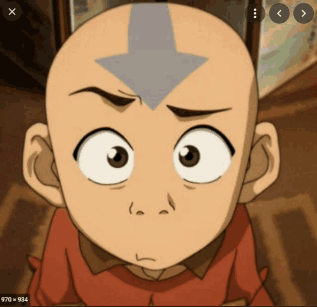 avatar aang from avatar the last airbender has a gray arrow on his forehead