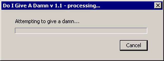 a computer screen that says do i give a damn v1.1 processing