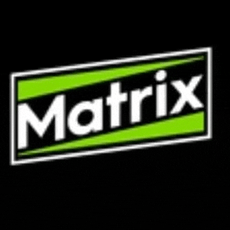 a black and green logo for matrix on a black background